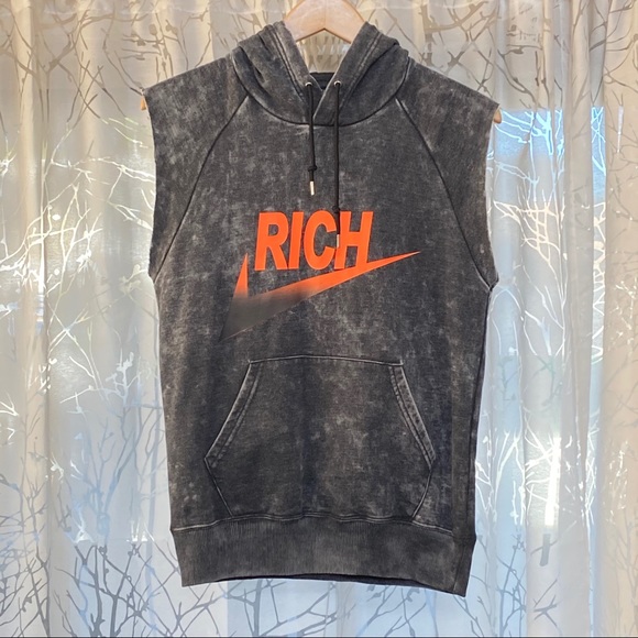 Joyrich gray orange cut off hoodie sleeveless sweater sweatshirt - Picture 3 of 8